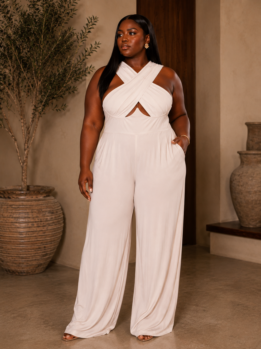 WHITE CROSS STRAP JUMPSUIT