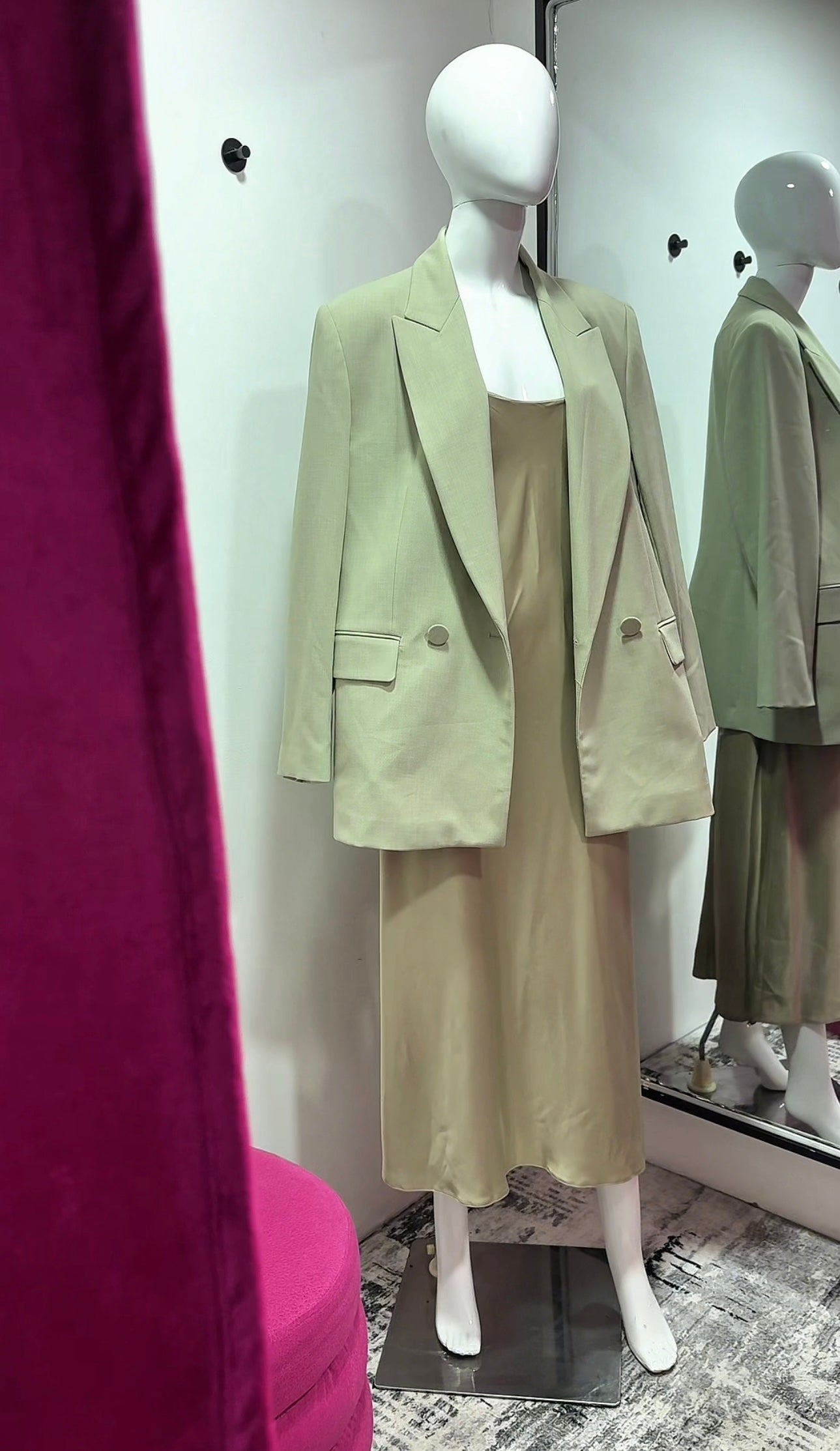 Sage green Zara oversized blazer