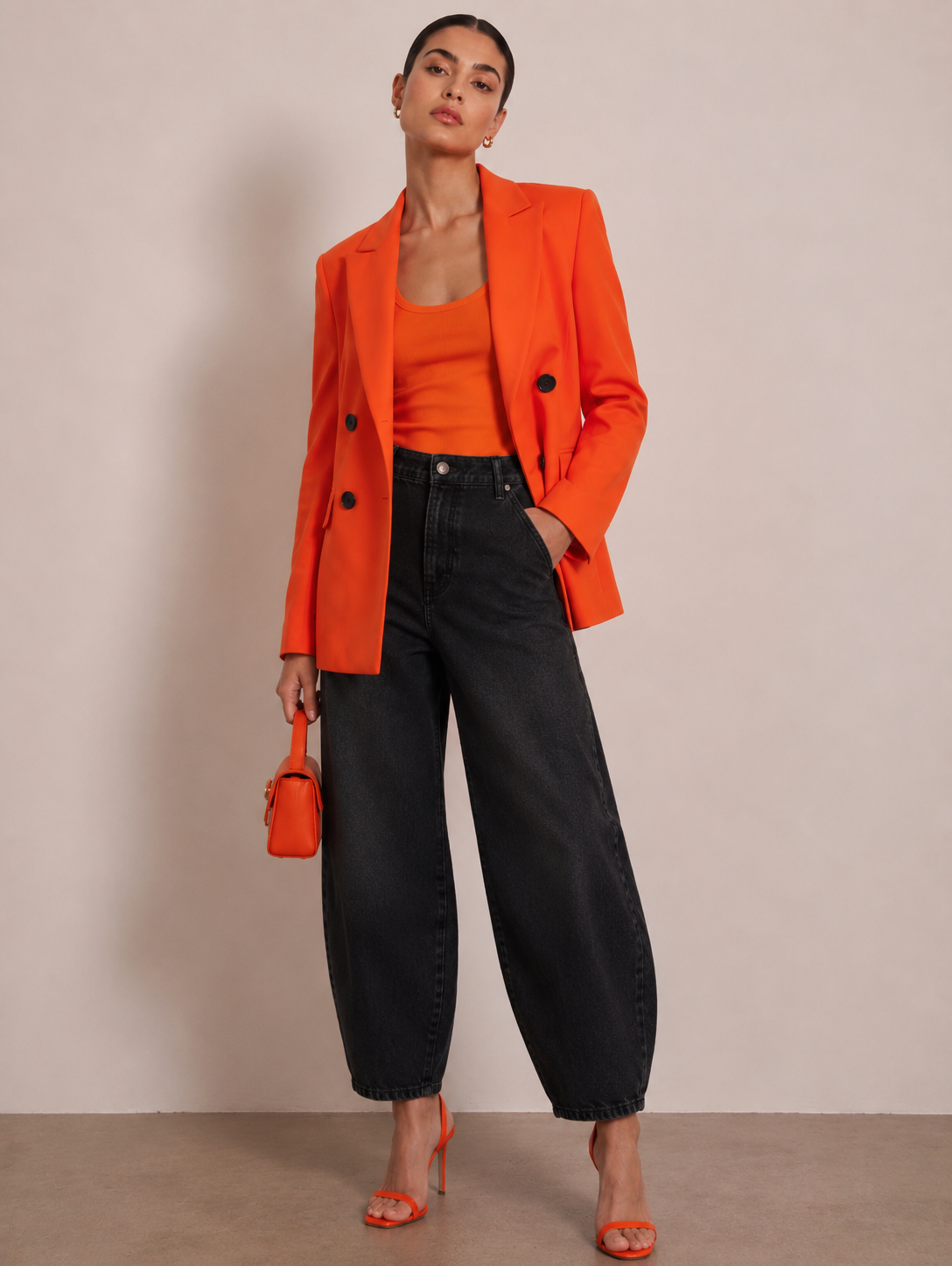 Primark Orange Longline Double-Breasted Blazer