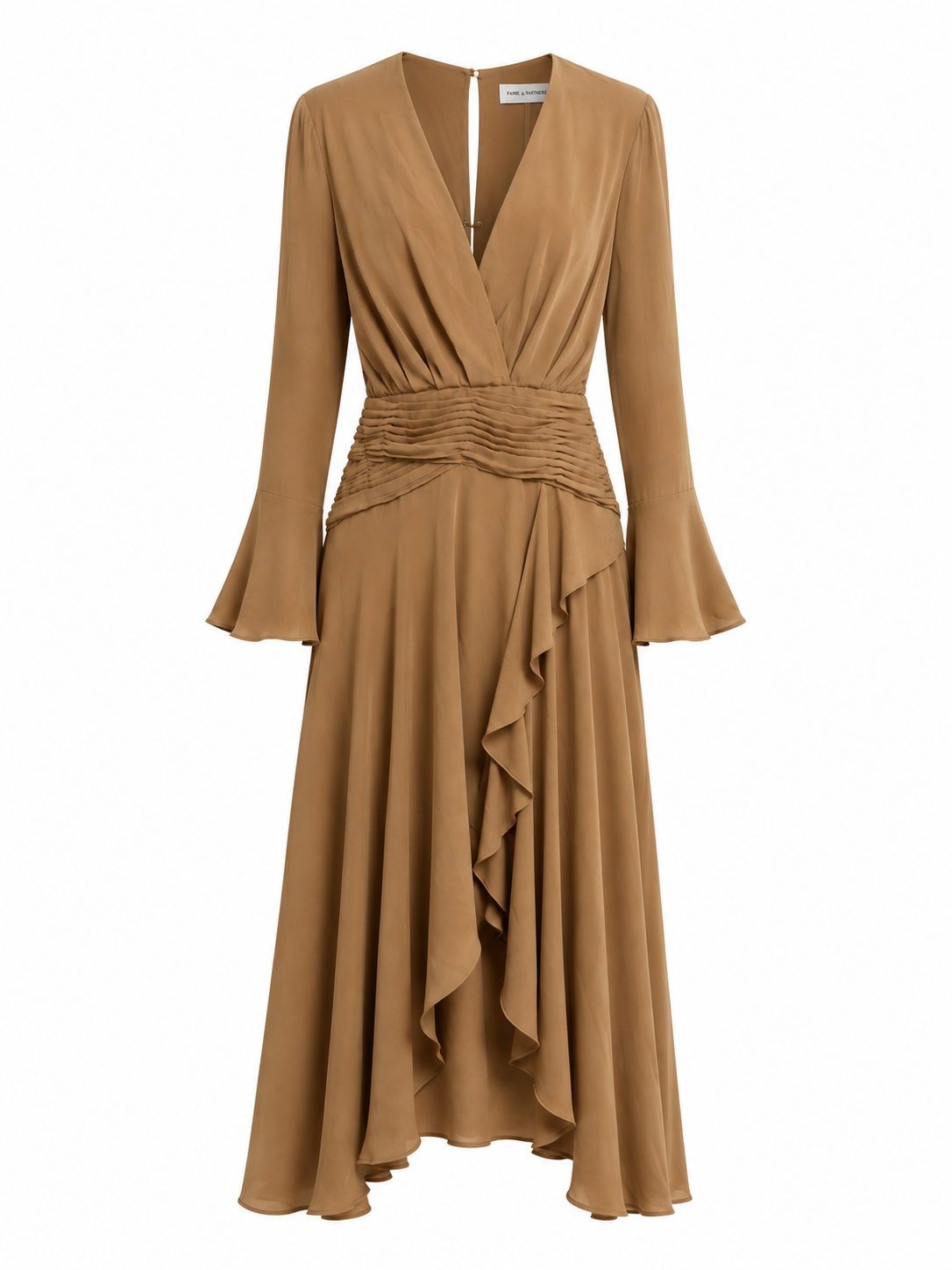 Fame & Partners draped ruffle Maxi Dress