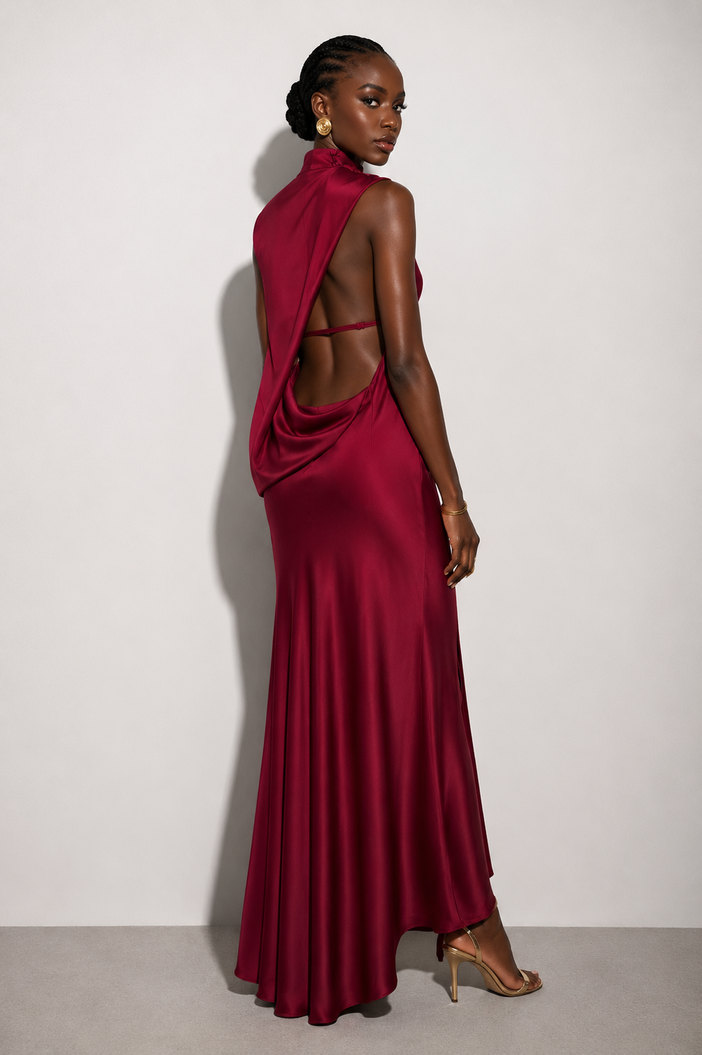 Burgundy ASOS open back dress