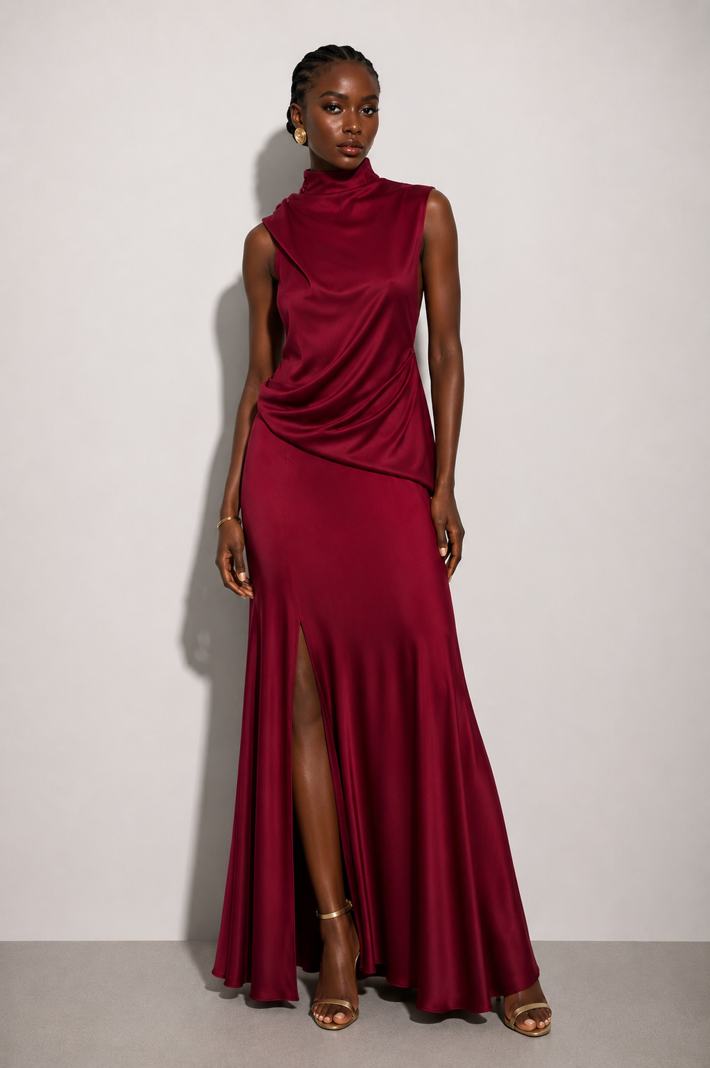 Burgundy ASOS open back dress