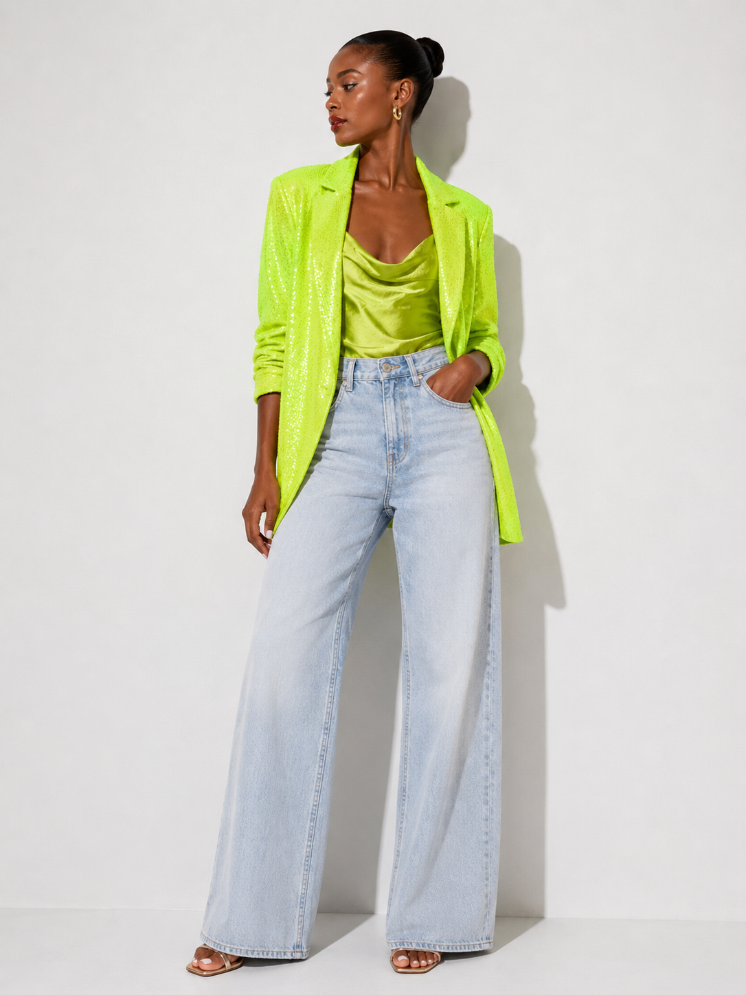 River Island Neon Sequin Blazer