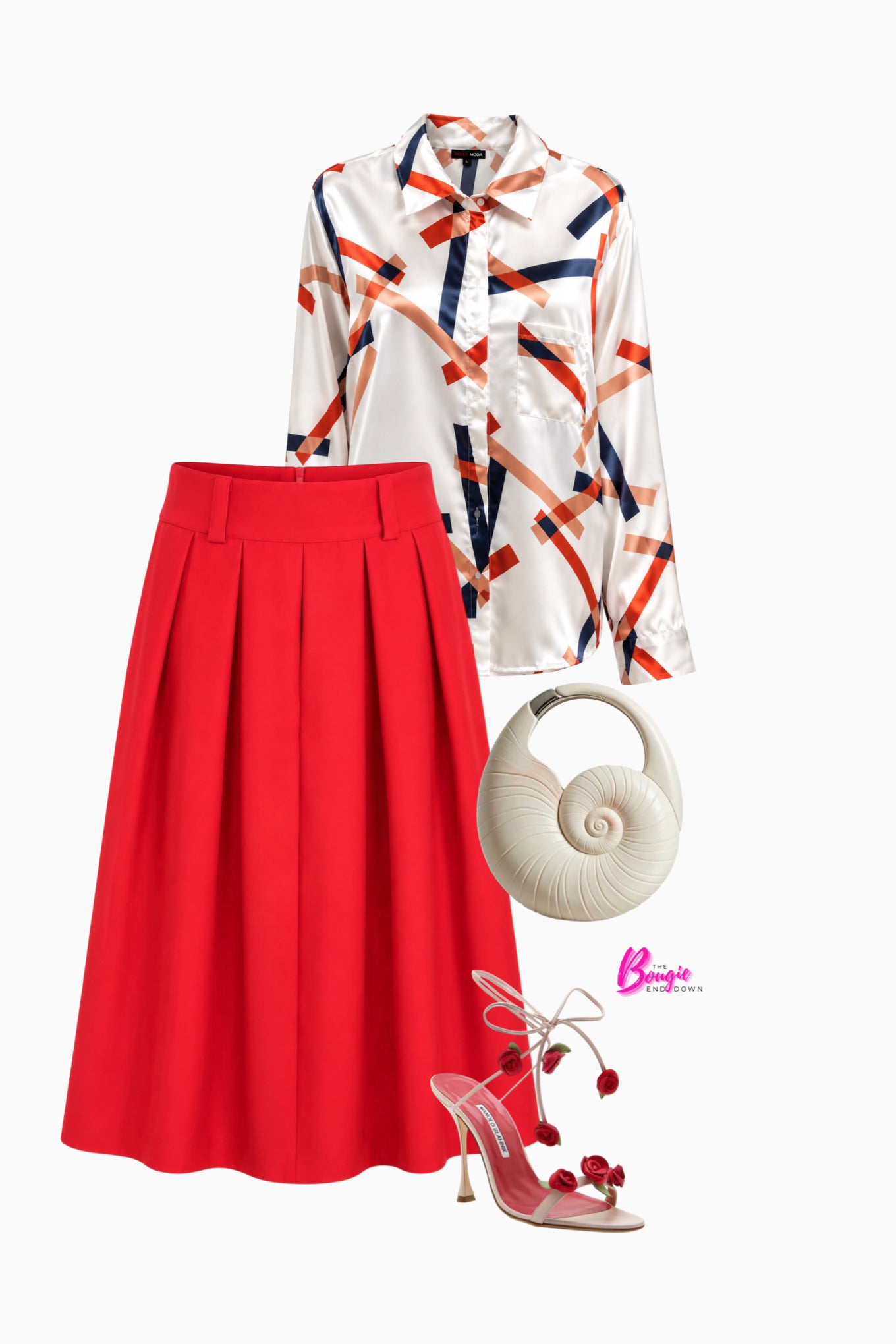 Statement Red Pleated Skirt