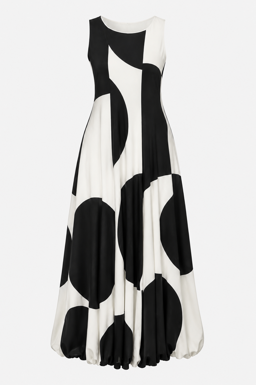 Zara Abstract Bubble Hem Maxi Dress