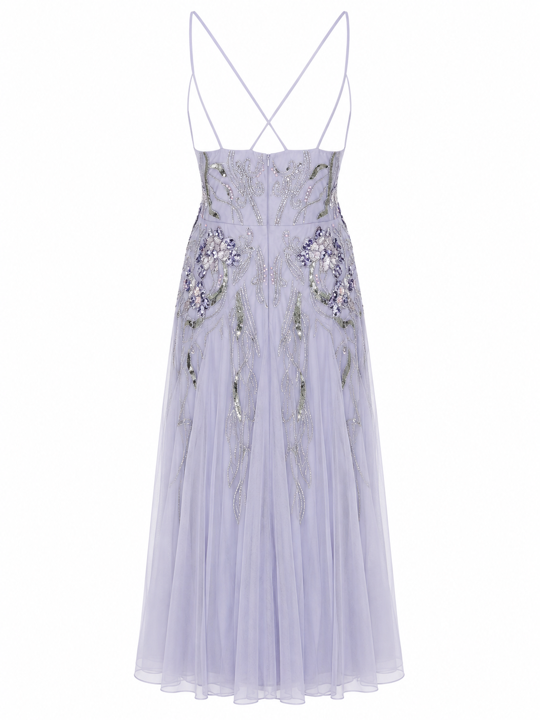 ASOS floral embellished mesh godet maxi dress