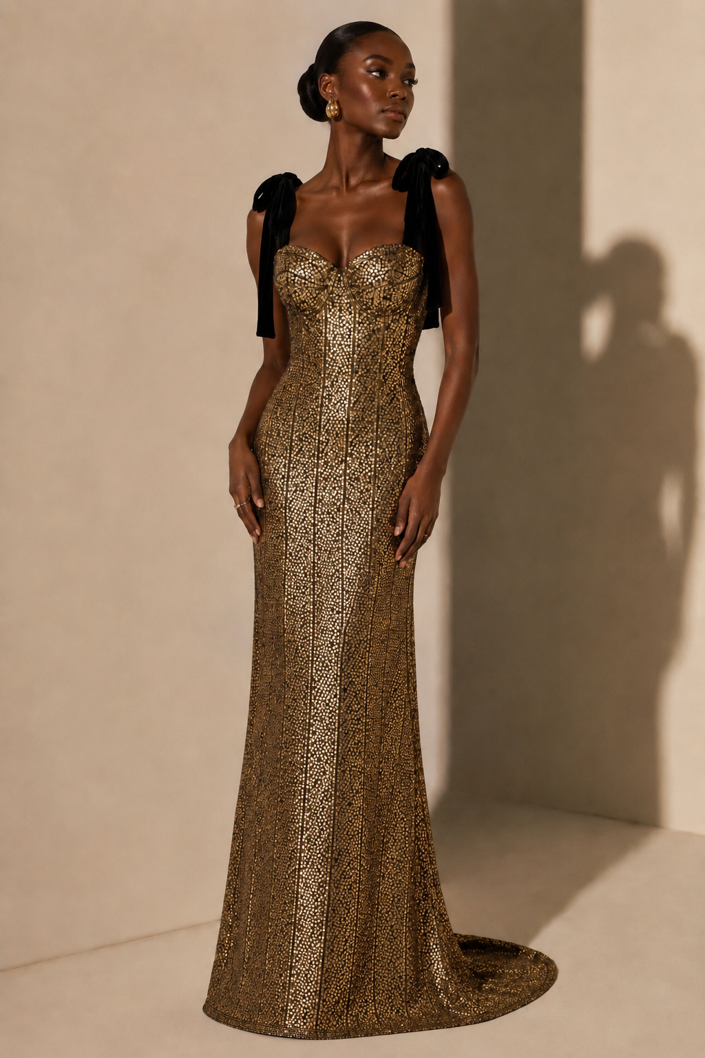 Midnight Gold sequin gown