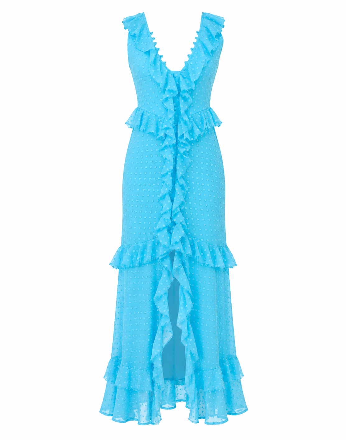Blue asos ruffle maxi dress