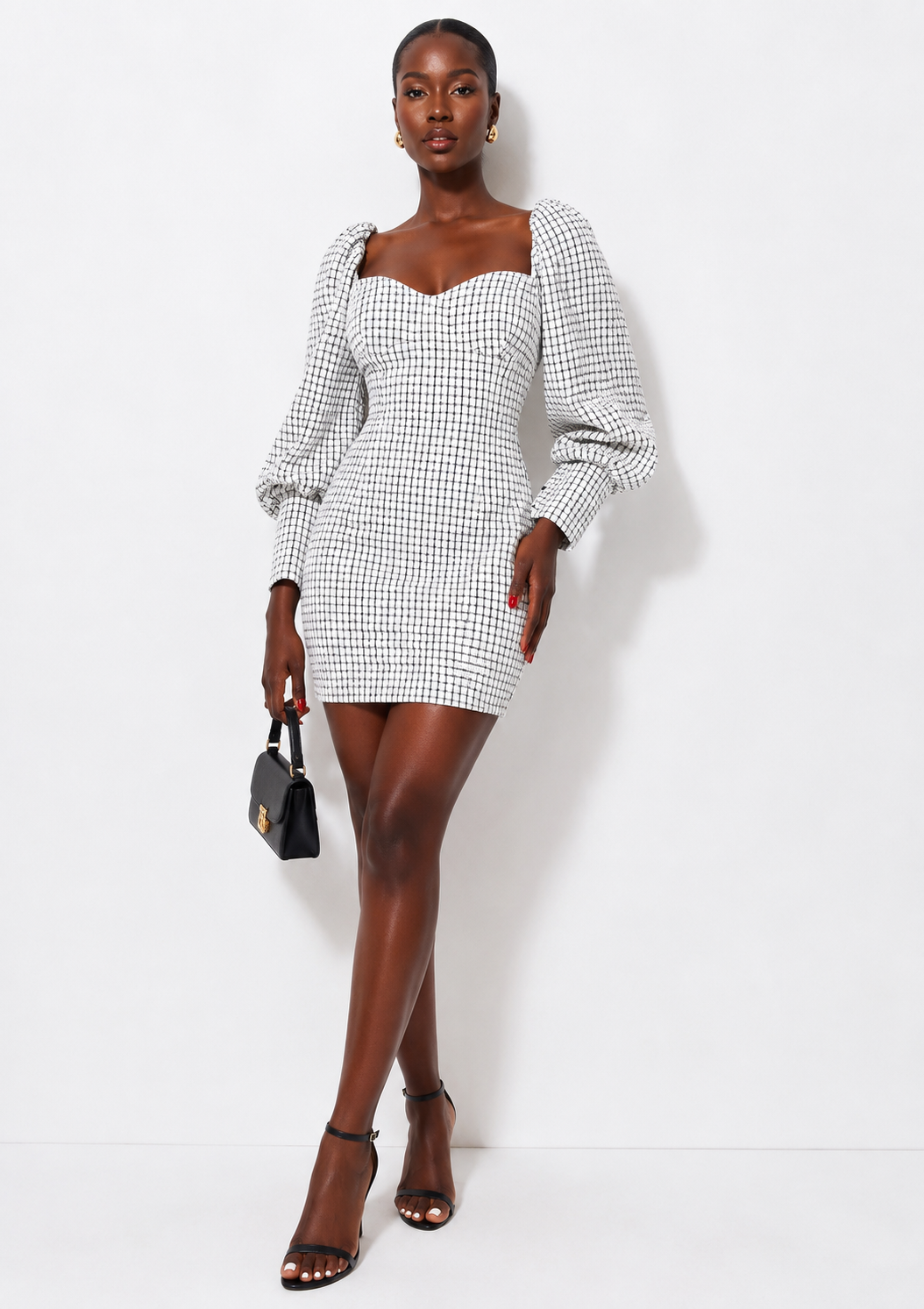 ASOS Bouclé Puff Sleeve Mini Dress
