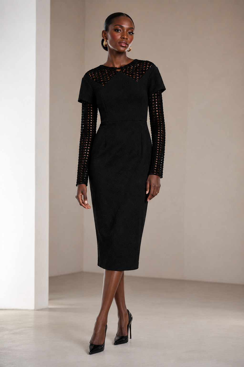 The lady maker long sleeve midi dress