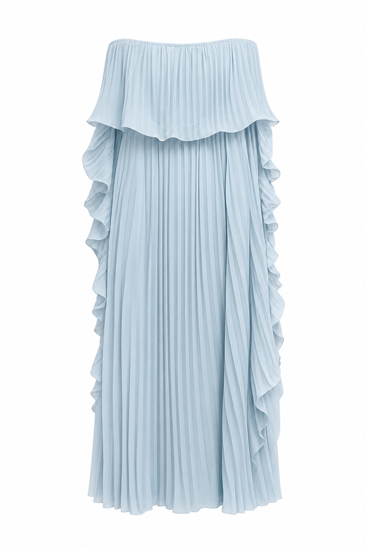Pastel Blue pleated maxi dress
