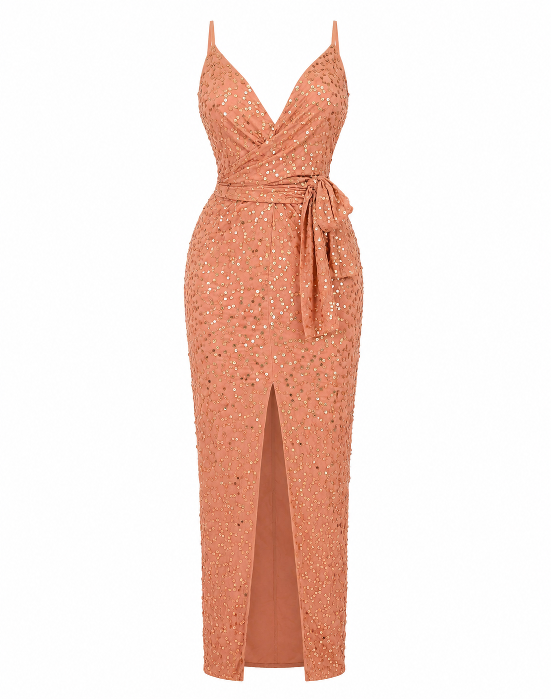 ASOS Rose Gold Sequin Wrap Maxi Dress