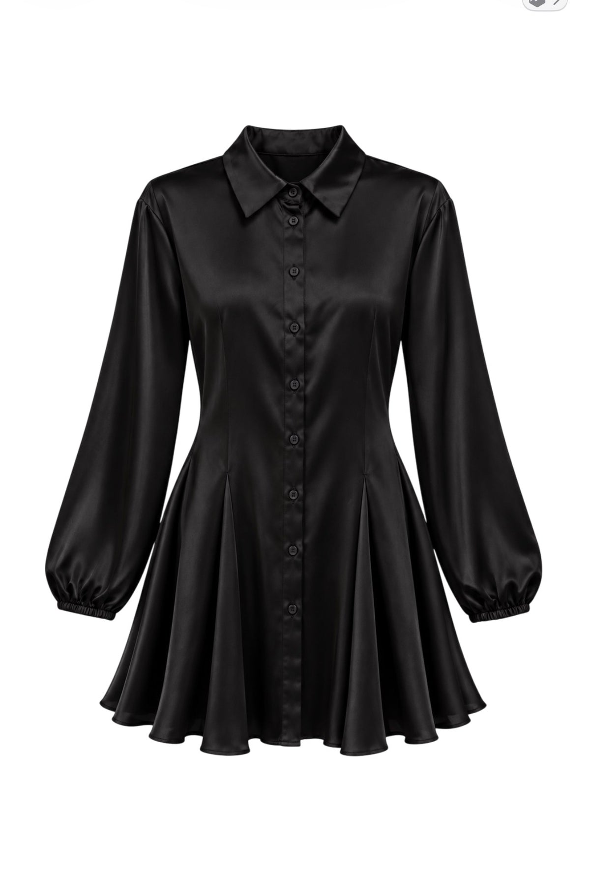 Black satin Stradivarius long sleeve mini shirt dress