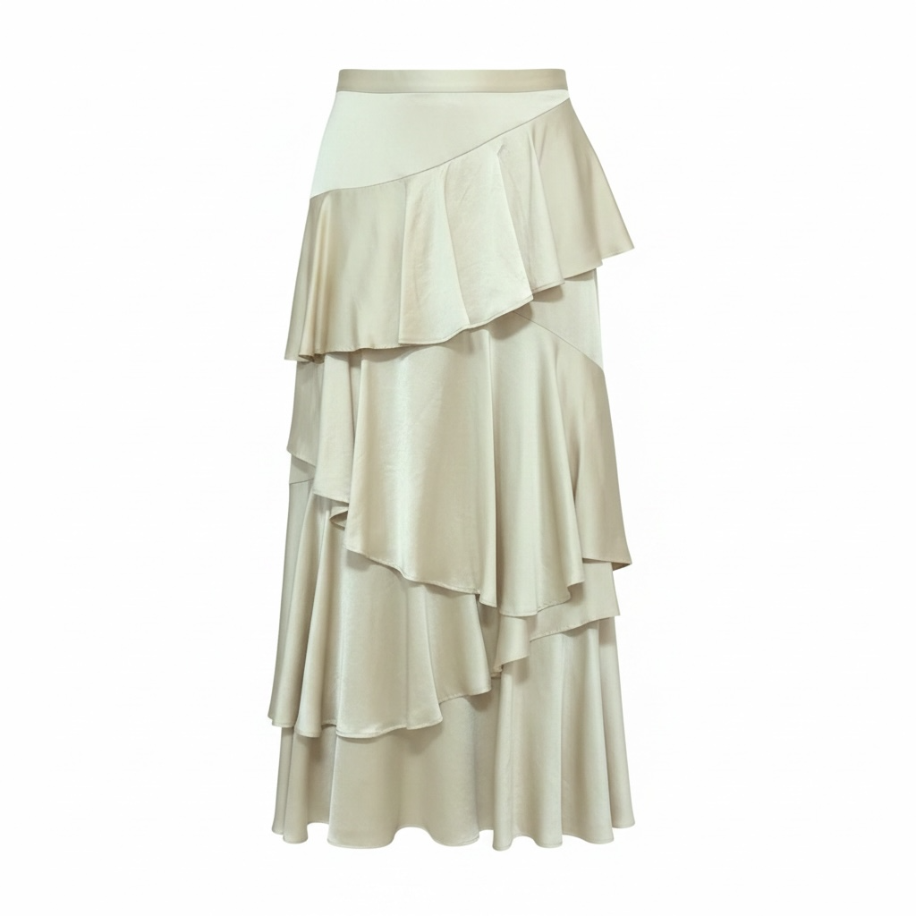 TAUPE ALEXA CHUNG LONG TIERED RUFFLE SKIRT