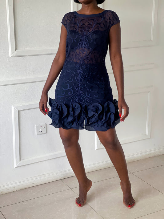 Sheer mini dress with dramatic frill hem