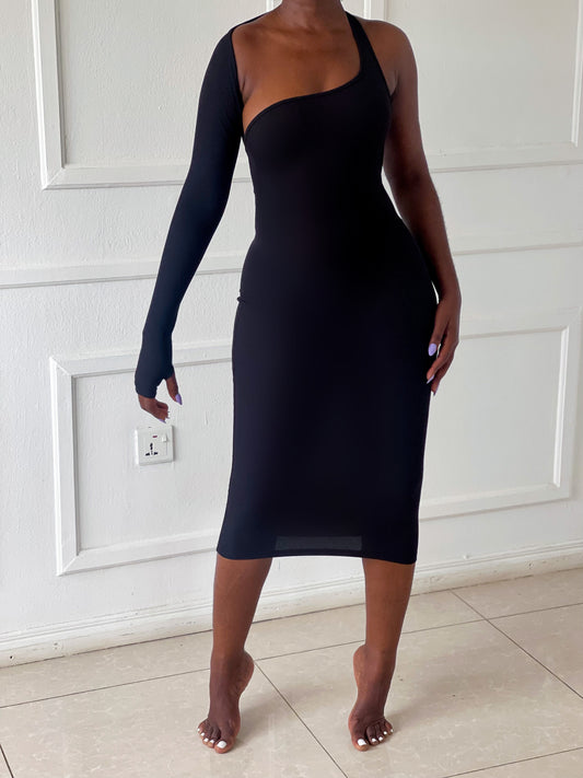 Monosleeve bodycon midi dress