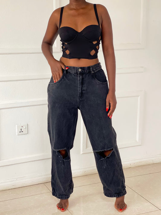 Ripped oversized boyfriend jeans