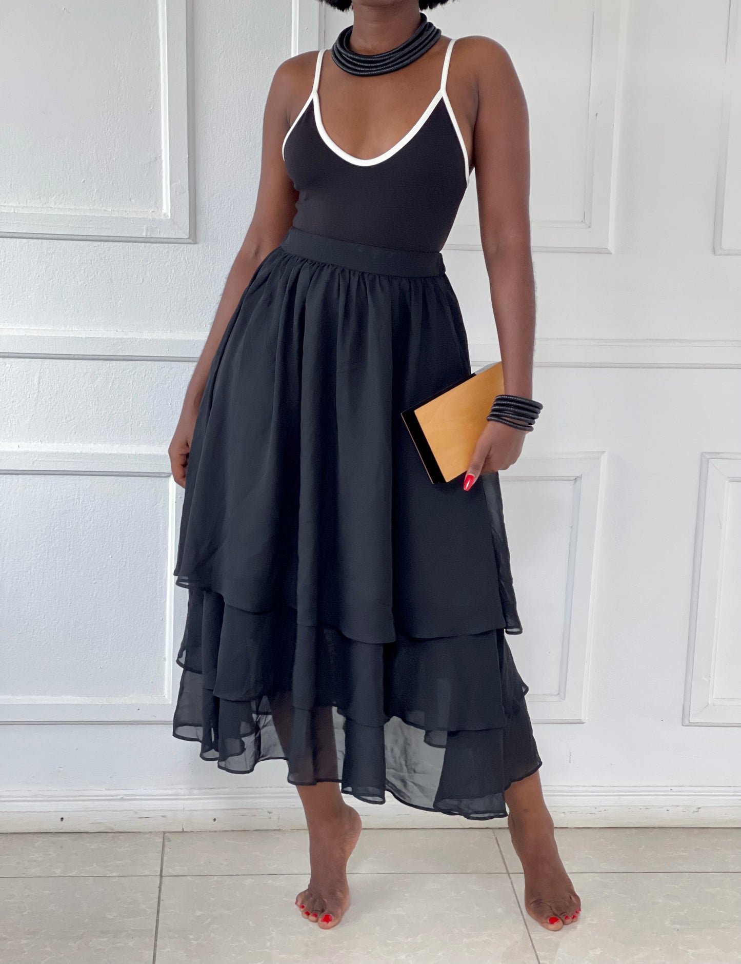 Layered midi skirt