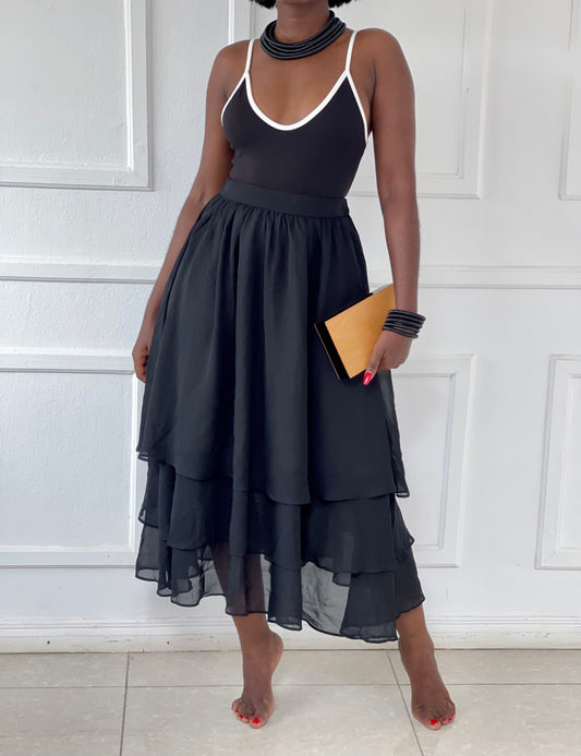 Layered midi skirt