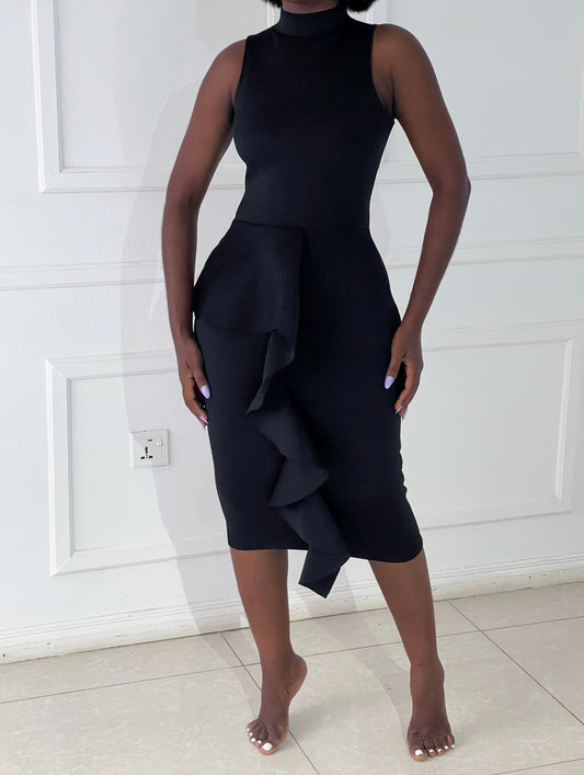 Missguided pencil dress with ruffle detail