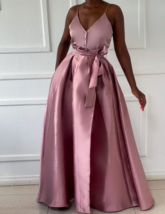 Full circle satin skirt with thigh high slit