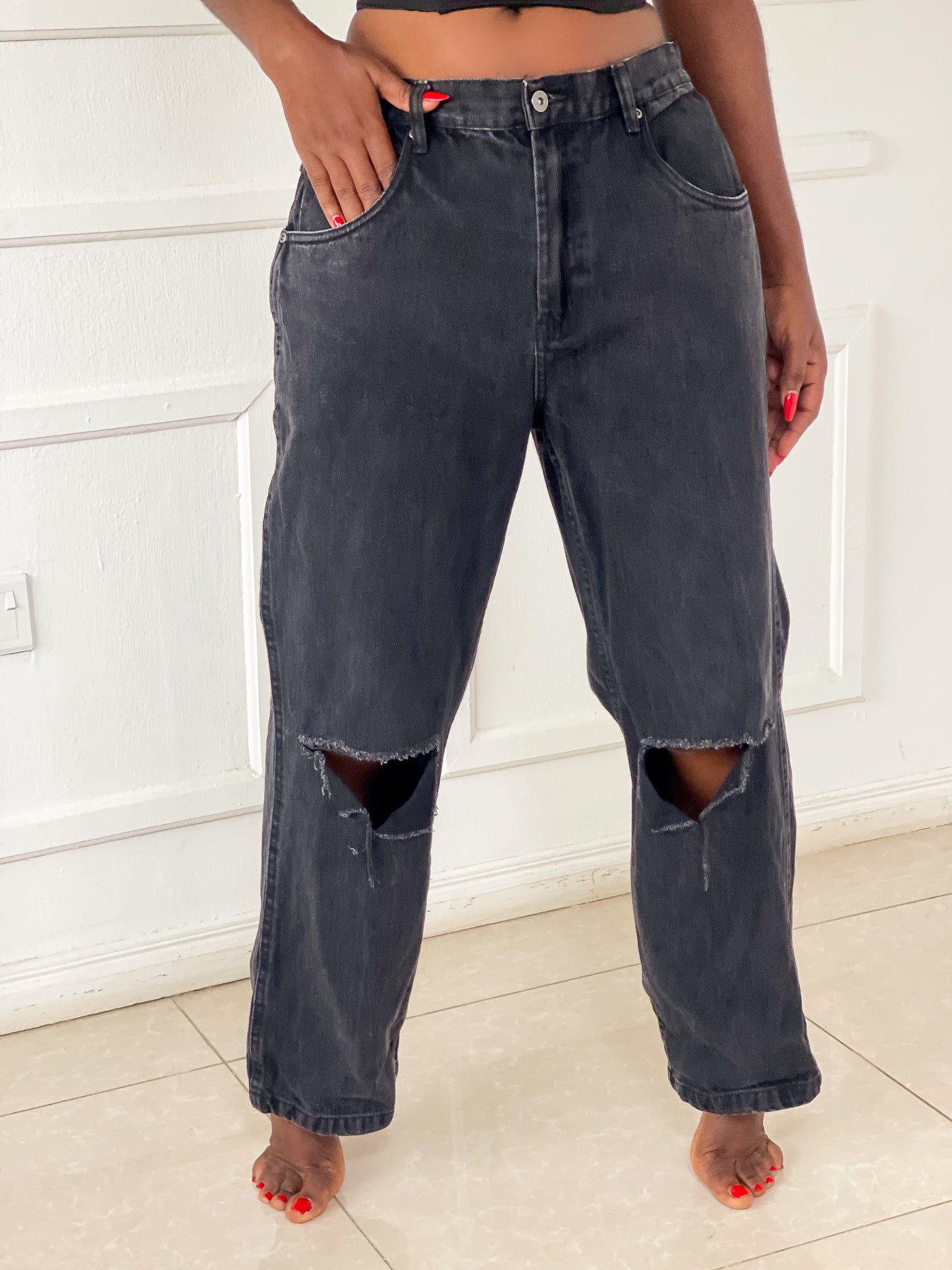 Ripped oversized boyfriend jeans