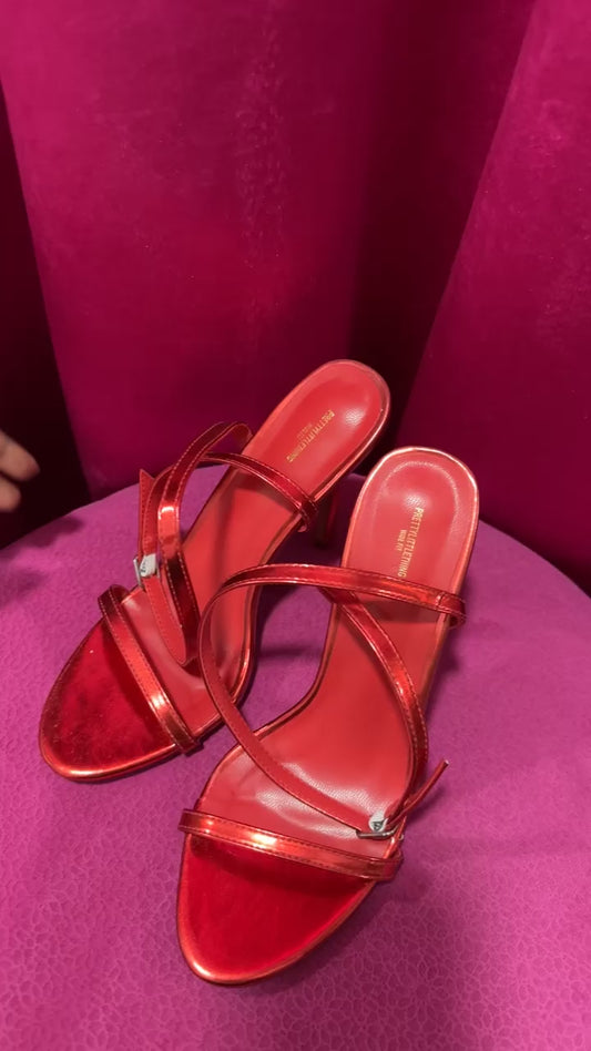 Red Pretty Little Thing scrappy sandals (New)