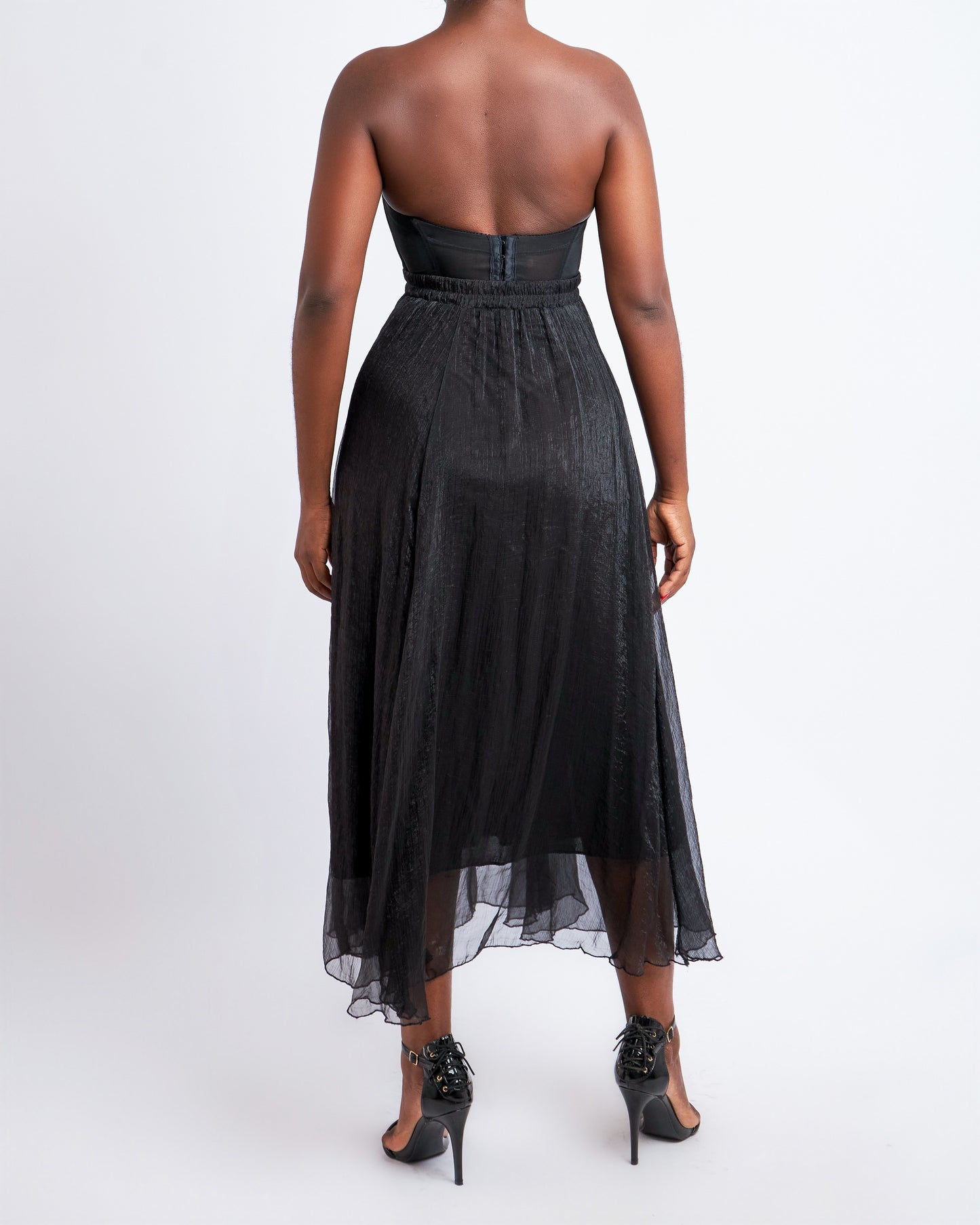 Metallic chiffon midi skirt