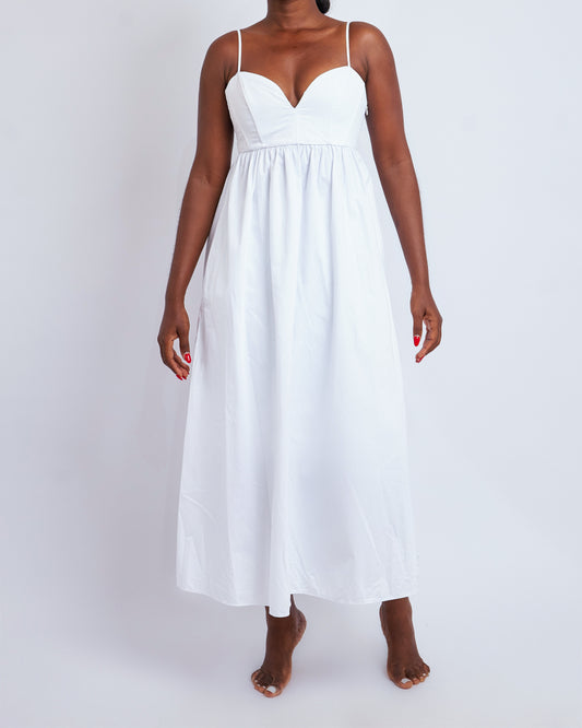 White Zara midi dress with empire waist
