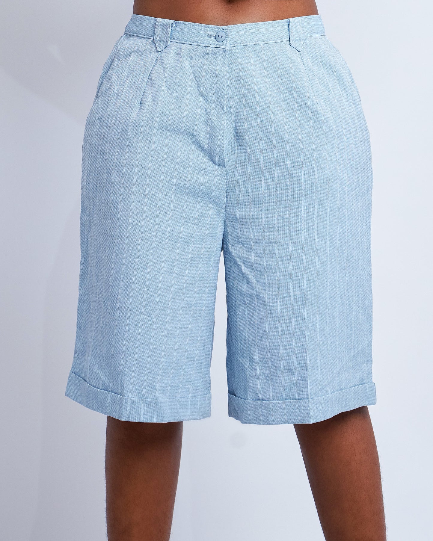 Blue pinstripe bermuda shorts