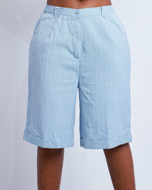Blue pinstripe bermuda shorts