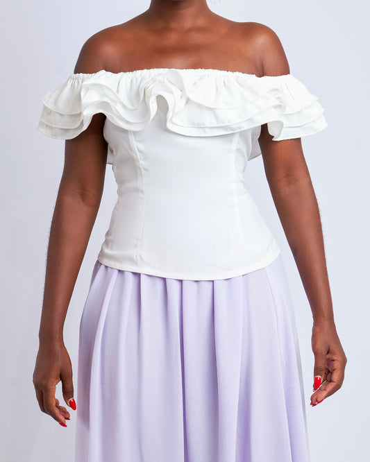 Off-shoulder dramatic ruffle top - NBW