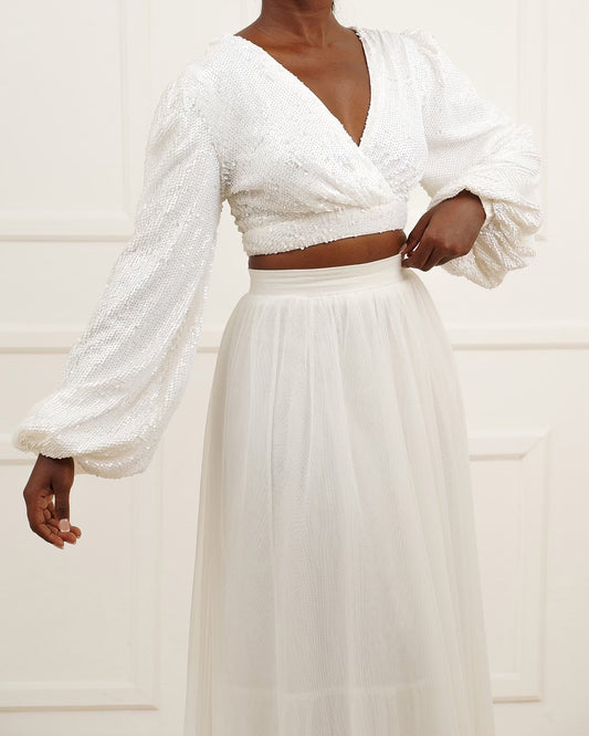White Sequin Top - NBW