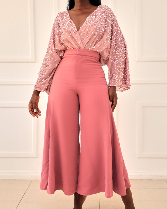 Blush Pink Embellished Bodysuit - NBW