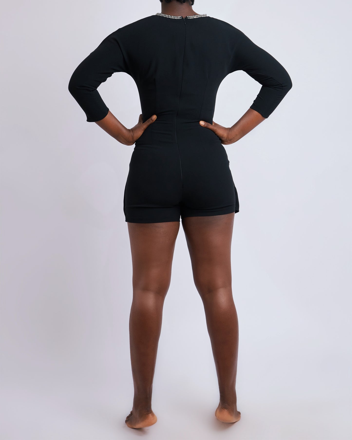 Mango playsuit with diamanté neckline