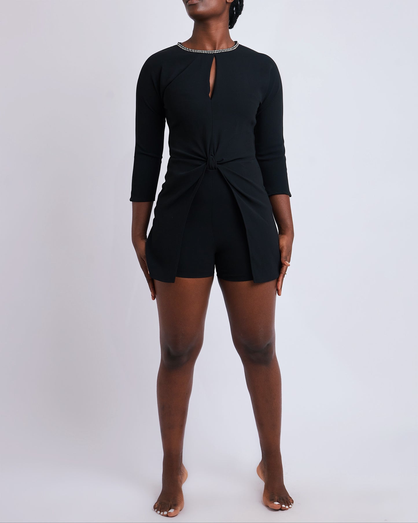 Mango playsuit with diamanté neckline