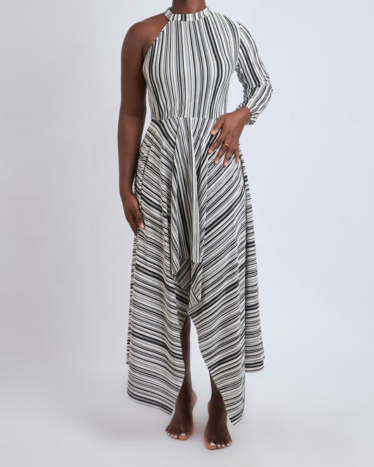 Asymmetric dress with uneven hem