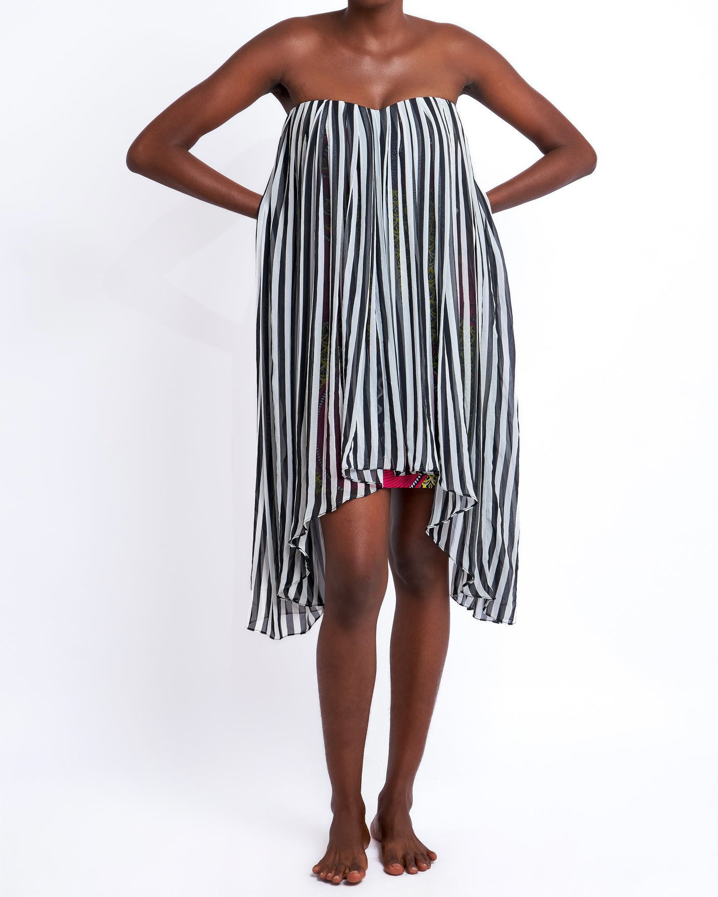 Christie Brown striped bandeau dress with African print detail - NBW